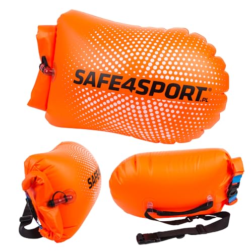 SAFE4SPORT PerfectSwimmer - Aufblasbare Sicherheitsboje zum Schwimmen - Schwimmboje mit Tasche für Sachen 20L von SAFE4SPORT.PL