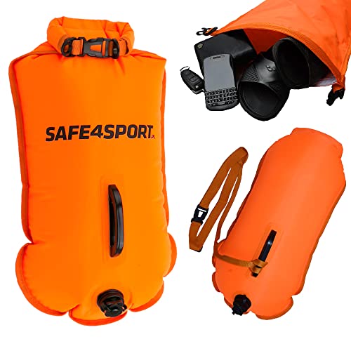 SAFE4SPORT MasterSwimmer - XL aufblasbare Schwimmboje - große Schwimmboje mit Einer Tasche für Sachen 28L von SAFE4SPORT.PL