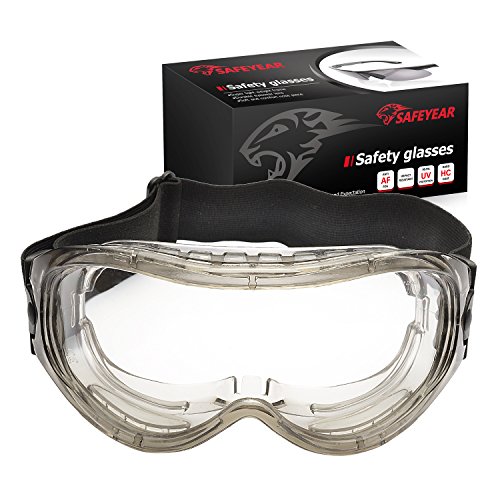 SAFEYEAR Anti-Beschlag-Schutzbrille für Erwachsene-SG007GY Schutzbrille Arbeitet mit Windbeständigkeit und UV400-Schutz. Perfekt für Labor, Radfahren, Schneedampf, Malerei, Bau, Laser von SAFEYEAR