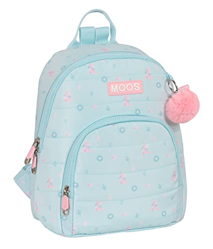 MOOS - Mini-Rucksack für den täglichen Gebrauch, ideal für Kinder verschiedener Altersgruppen, bequem und vielseitig, Qualität und Stärke, 25 x 13 x 30 cm, Türkisblau, Blau/Türkis, Estándar, Casual von MOOS