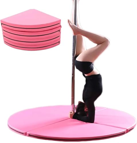 SAFWELAU Dance Stange Stangensturzmatte rund faltbar, Pole Dance Sicherheitsschutzmatte für Anfänger Fitness-Gymnastik, 1m-2m, Rosa (Color : 100cm/3ft/39in, Size : Thick 3cm/1in) von SAFWELAU