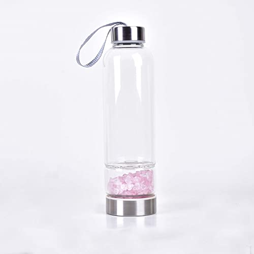 SAHKGYE 400Ml Juwel Edelstein-Wasserflasche Natürliche Elixier-Heilquarzkristall-Wasserflaschen Elixir Point Reiki Crystal Gem Infundierte Wasserflasche Edelstein-Energie-Wasserflasche von SAHKGYE