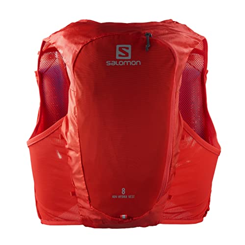 Salomon Adv Hydra Vest 8 Unisex Hydrationsweste Trail running Wandern MTB, Komfort und Stabilität, Schneller Zugriff auf Flüssigkeitszufuhr, Einfaches Design, Rot, L von Salomon
