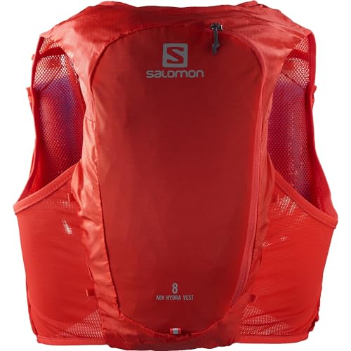 Salomon Adv Hydra Vest 8 Unisex Hydrationsweste Trail running Wandern MTB, Komfort und Stabilität, Schneller Zugriff auf Flüssigkeitszufuhr, Einfaches Design, Rot, XL von Salomon
