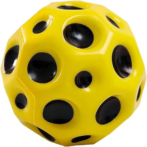 SALPPLEA Packung mit 1 Mondbällen, Hochsprung-Gummiball, Weltraumball, Mondball, High-Bounce-Lochball,Space Ball Moon Ball, Mini Bouncing Ball Toy.（Gelb） von SALPPLEA