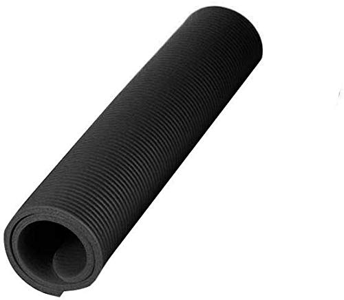 SALUCIA Yogamatte zerfest Schadstofffrei 15 mm Dicke Haltbare Fitness Mat mit Tragegurt Sport Fitness Yoga Pilate Matte Gymnastikmatte (Schwarz, 60 x 25 x 1.5cm) von SALUCIA