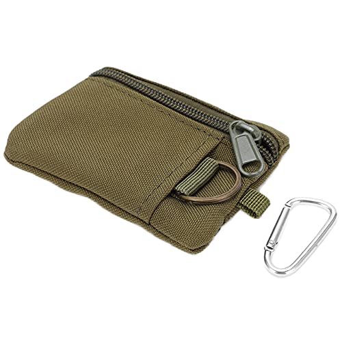SALUTUY Tactical Compact EDC Utility Pouch, Mini Key Card Case Wallet Molle Pouch Geldbörse mit Karabinerhaken für Camping, Reisen, IR-Ausflug (grün) von SALUTUY