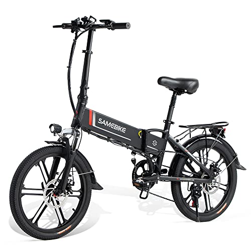 SAMEBIKE 20 Zoll E Bike Elektrofahrrad City EBike klapprad mit 48V 10,4Ah Abnehmbarer Akku Shimano 7 Gänge Off-Road Mountainbike E-Bike Max.Reichweite bis zu 40-80 km für Herren Damen von SAMEBIKE