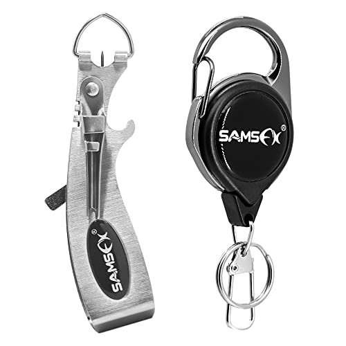 SAMSFX Angelschnurknipser mit Zinger Retractor (6-in-1 Clipper & Karabiner Stil Zinger Retractor) von SAMSFX