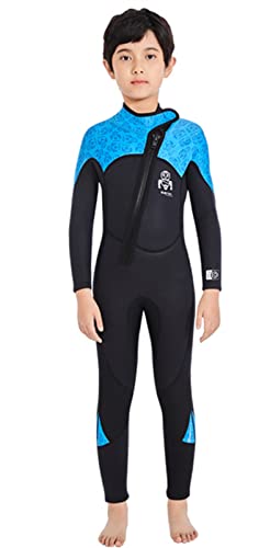 Front Zipper Neopren Wetsuit für Kinder, Thermal 2.5mm Taucheranzug für Jungen, Mädchen Fullbody Einteiliger Badeanzug Größe 4-14 von SANANG