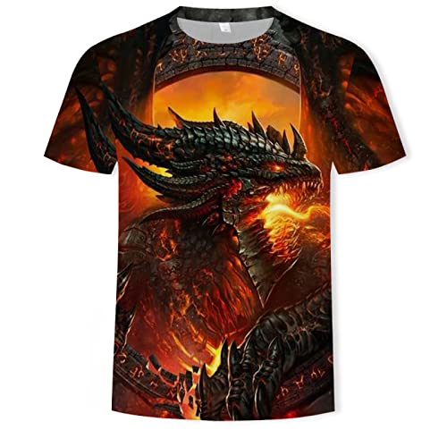 SANBEC Unisex 3D Drachen Druck Shirt Druck Grafik T-Shirt Streetwear T-Shirt Kurzarm Mode & Design von SANBEC