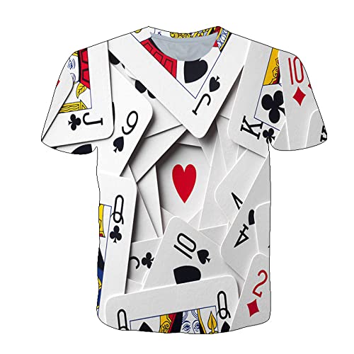 SANBEC Unisex 3D Spielkarte Grafik Poker Muster 3D gedruckt T-Shirt Grafik T-Shirt Casual Kurzarm Rundhalsausschnitt T-Shirt Lustiges Casual Shirt von SANBEC