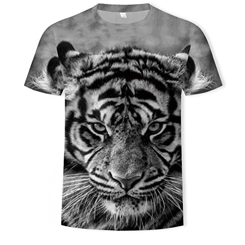 SANBEC Unisex 3D Tiger Print T-Shirt Grafik T-Shirt Kurzarm Mode T-Shirt mit Design Streetwear von SANBEC