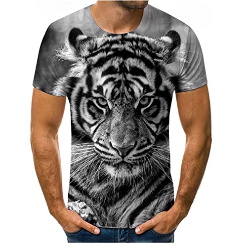 SANBEC Unisex 3D Tiger Print T-Shirt Print T-Shirt T-Shirt Streetwear Kurze Ärmel mit Design von SANBEC