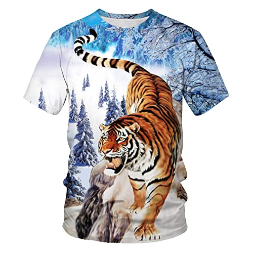 SANBEC Unisex 3D Tiger Print T-Shirt kurzärmelig lässige Mode mit Design T-Shirt Mode Streetwear von SANBEC