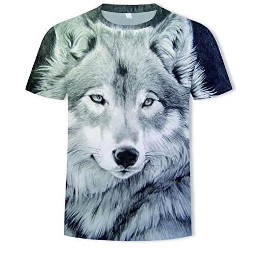 SANBEC Unisex 3D Wolf T-Shirt Print T-Shirt Männer kurzärmelig lässige Mode Streetwear Mode Design Rundhalsausschnitt von SANBEC