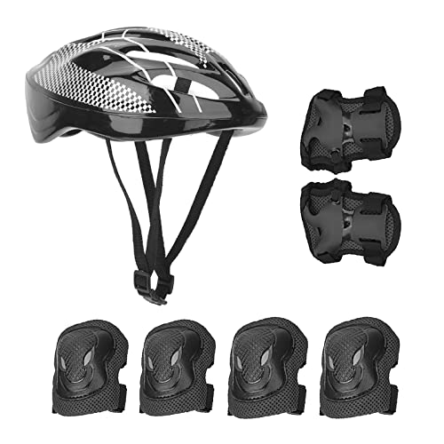 SANON Kinder Fahrrad Helm Schutz 7 Stück Rollschuh-Schutzausrüstung für Erwachsene Knieschützer + Ellbogenschützer + Handschuhe + Helm Alter 9-13 Jahre von SANON