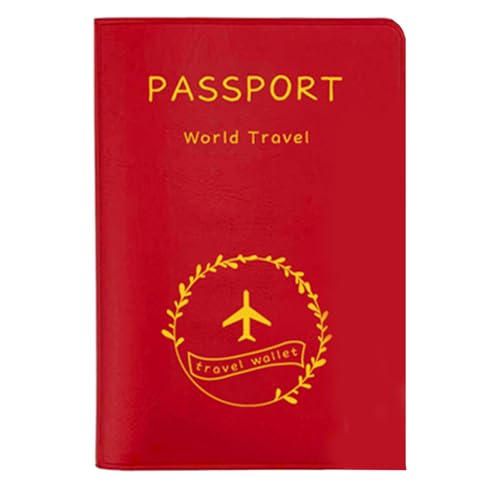 SANRLO Reiseutensilien, Reisezubehör, stilvolle PU-Reisepasshülle, multifunktionale Brieftasche, schützende Kreditkartenhülle für Damen und Herren, Hellrot, 9.5*13.5cm von SANRLO