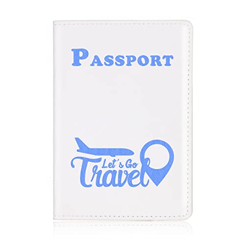 SANRLO Reisezubehör, Reisezubehör, PU-Leder-Passhülle für Kartendokarten, Heißprägung, einfaches Flugzeug, für Damen und Herren, Reisepasshülle, Blau, 10x14cm von SANRLO