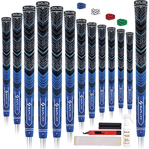 SAPLIZE Golf Grips Set mit 13 mittelgroßen kompletten Regripping-Kits Allwetter-Compound-Kordelgummi-Golfschlägergriffe Blau von SAPLIZE