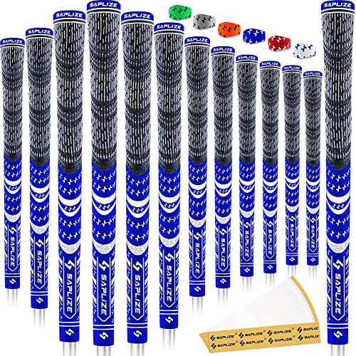 SAPLIZE Golfgriffe Upgrade-Kit (13 Griffe mit 15 Bändern), MultiCompound Hybrid Golfschlägergriffe, Standardgröße, blaue CL03 Serie von SAPLIZE