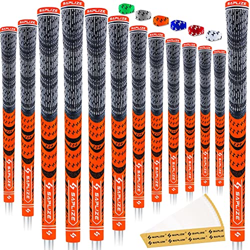 SAPLIZE Golfgriff-Upgrade-Kit (13 Griffe mit 15 Bänder), MultiCompound-Hybrid-Golfschlägergriffe, Standardgröße, fluoreszierendes Orange, CL03-Serie von SAPLIZE