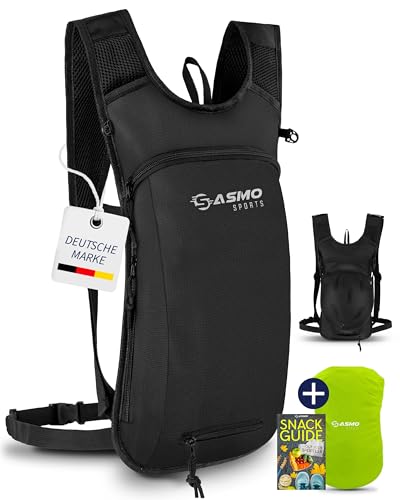 SASMO® Fahrradrucksack klein mit Thermofach & Helmnetz | MTB Rucksack - Ultraleicht 350g / 6L | Fahrrad rucksack - inkl. Regenschutz | Fahrradrucksack Herren & Damen (Schwarz) von SASMO Sports