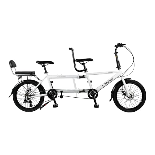SASOKI Tandem-Fahrrad, faltbares Drei-Personen-Fahrrad, Hartstahl-Material, rostfrei und langlebig, ideal für Familienreisen und Paarreiten von SASOKI