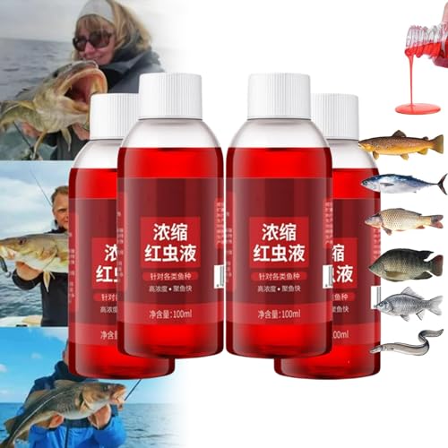 SATUSA Red Ink Fishing, Red 40 Fishing Liquid, Red Ink Fishing Liquid,Red Worm Scent Fish Attractants for Baits, Red Ink Concentrated Liquid Fishing Bait, Red Worm Fish Scent Enhancer (4pcs) von SATUSA