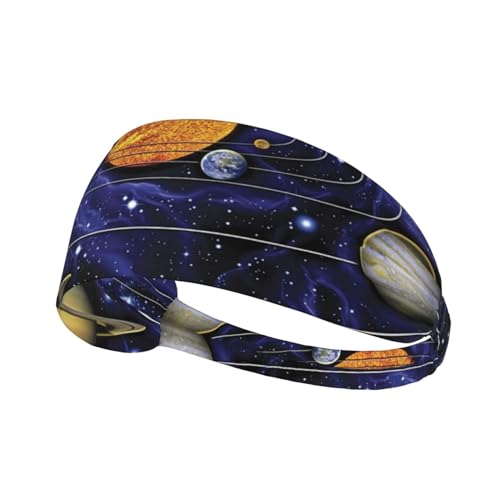 Sport-Stirnbänder mit Solar-Galaxie-Aufdruck, für Herren und Damen, feuchtigkeitsableitendes Schweißband, elastisch, breit, für Laufen, Radfahren, Basketball, Fitnessstudio, Fußball von SATUSA