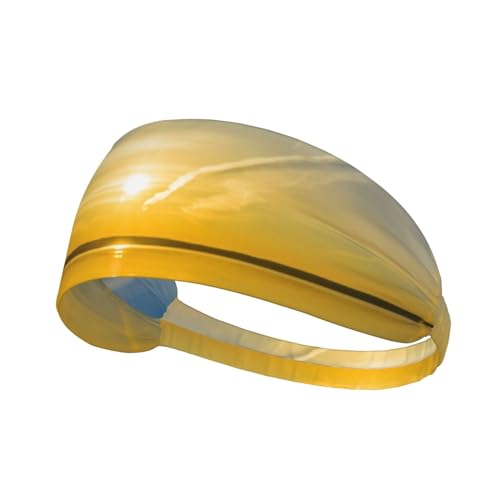 Sport-Stirnbänder mit Sonnenaufgangs-Horizont-Aufdruck, für Damen und Herren, feuchtigkeitsableitendes Schweißband, elastisch, breit, für Laufen, Radfahren, Basketball, Fitnessstudio, Fußball von SATUSA