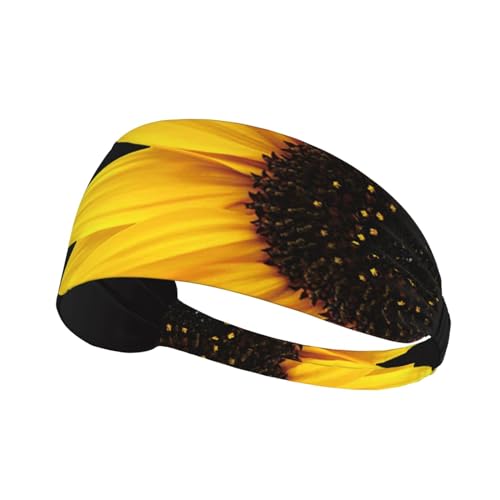 Sport-Stirnbänder mit Sonnenblumen-Aufdruck für Herren und Damen, feuchtigkeitsableitendes Schweißband, elastisch, breit, für Laufen, Radfahren, Basketball, Fitnessstudio, Fußball von SATUSA