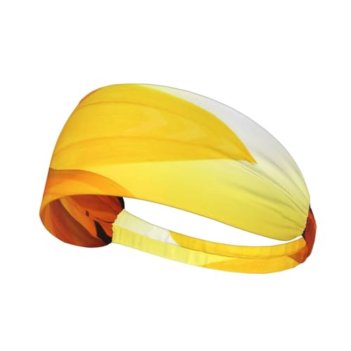 Sport-Stirnbänder mit Sonnenblumen- und Sonnenuntergang-Aufdruck, für Damen und Herren, feuchtigkeitsableitendes Schweißband, elastisch, breit, für Laufen, Radfahren, Basketball, Fitnessstudio, von SATUSA