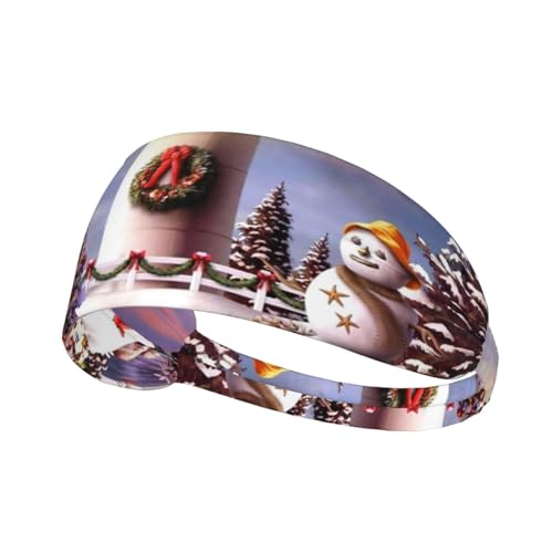 Sport-Stirnbänder mit schönem Weihnachtsmotiv für Männer und Frauen, feuchtigkeitsableitendes Schweißband, elastisch, breit, für Laufen, Radfahren, Basketball, Fitnessstudio, Fußball von SATUSA