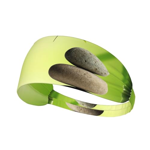 Stone Spa Sport-Stirnbänder mit Bambus-Druck, für Damen und Herren, feuchtigkeitsableitendes Schweißband, elastisch, breit, für Laufen, Radfahren, Basketball, Fitnessstudio, Fußball von SATUSA