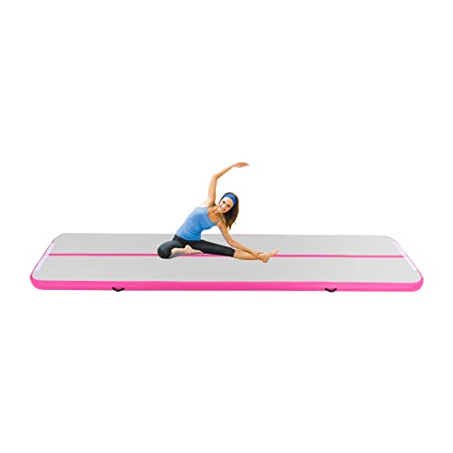Gymnastikmatte Modern Aufblasbare Tumbling Matte Air Matte Turnmatte mit Luftpumpe für Zuhauseg Taumel Cheerleading Wasser PVC Rosa 4M×1M von SAUADY