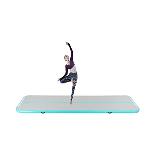 Modern Aufblasbare Gymnastikmatte Air Matte Turnmatte Tumbling Matte mit Luftpumpe für Zuhauseg Taumel Cheerleading Wasser PVC Pfefferminzgrün 4M×1M von SAUADY