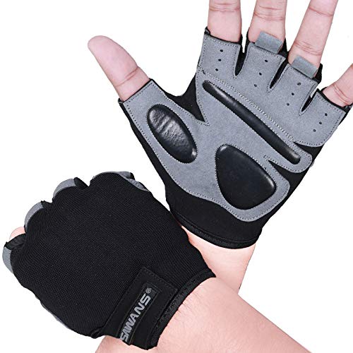 Fitness-Handschuhe, Trainingshandschuhe für Männer und Frauen, Handgelenkstütze, gepolstert, extra Griff, Handflächenschutz, Training, Fitness, Workout, Radfahren (kurzes Handgelenk, L) von SAWANS