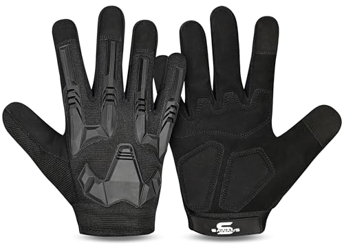 SAWANS Vollfinger-Handschuhe für Motorrad, Touchscreen, Reiten, Radfahren, Herren, Outdoor, Jagd, Wandern, Arbeit, Klettern, Camping, Fahren (Schwarz, XL) von SAWANS