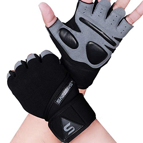 itness-Handschuhe, Trainingshandschuhe für Männer und Frauen, Handgelenkstütze, gepolstert, extra Griff, Handflächenschutz, Training, Fitness, Workout, Radfahren, Hängen, Klimmzüge von SAWANS