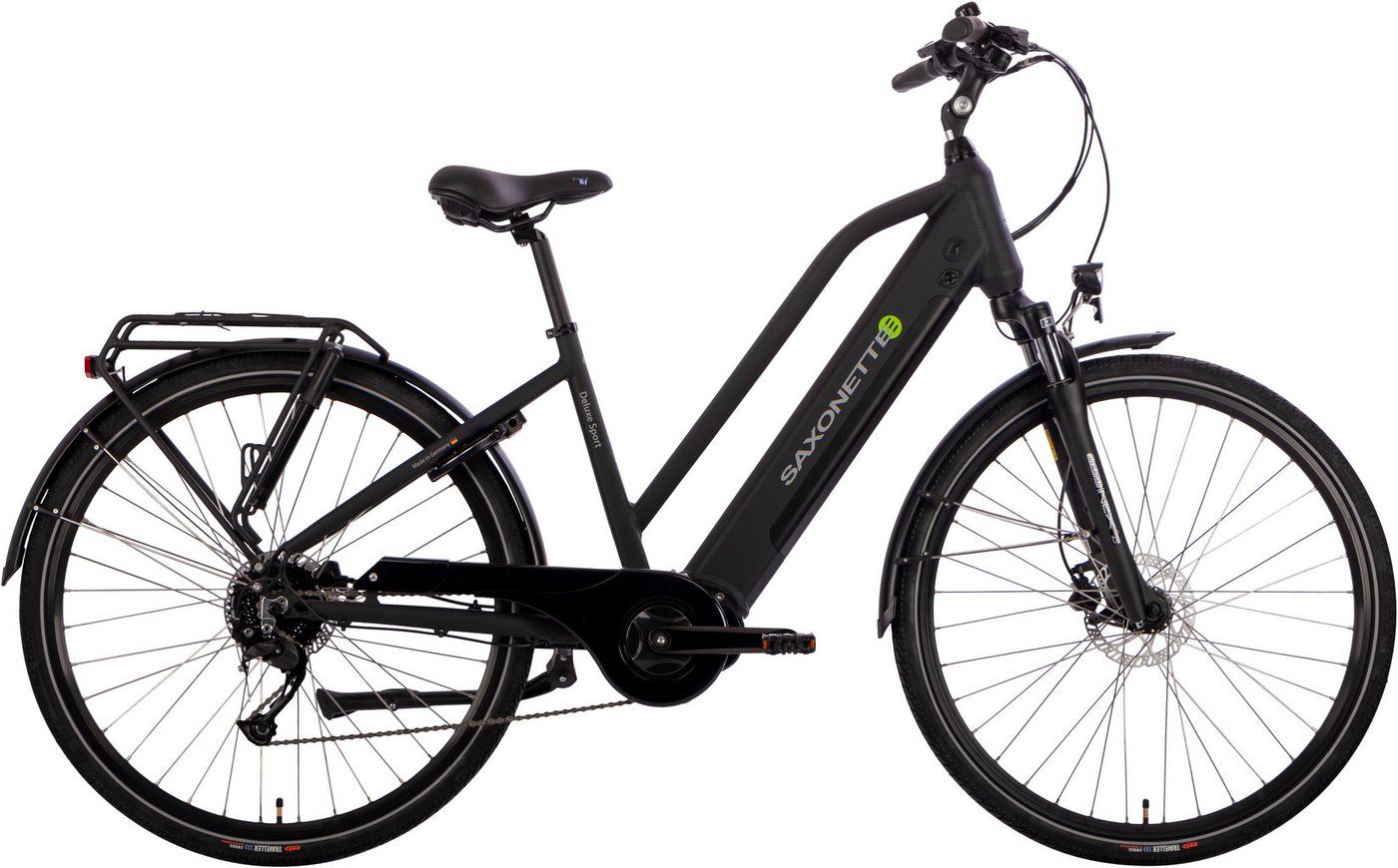 SAXONETTE E-Bike Deluxe Sport Lady, 9 Gang Shimano Alivio Schaltwerk, Kettenschaltung, Mittelmotor, 418 Wh Akku, Pedelec, Elektrofahrrad für Damen, Cityrad von SAXONETTE