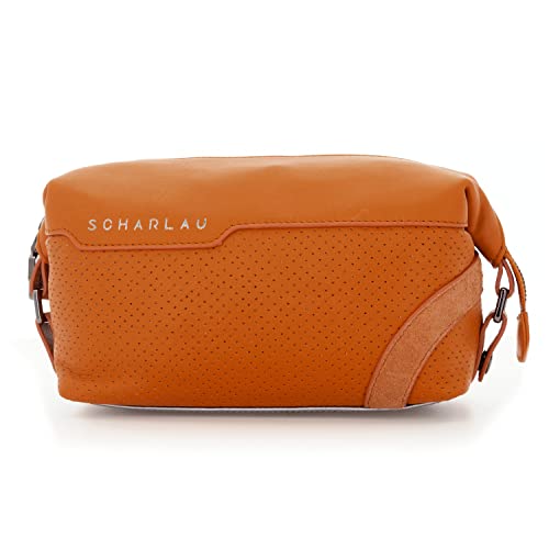 Scharlau kleine Kulturtasche Roose aus Leder in der Farbe Orange, TB10-L02OR von Scharlau