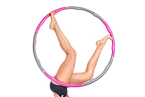 SCHNÜRRLIE Hula Hoop Fitnessreifen für Erwachsene und Kinder mit abnehmbaren 8 Elementen (Pink&Grau) von SCHNÜRRLIE