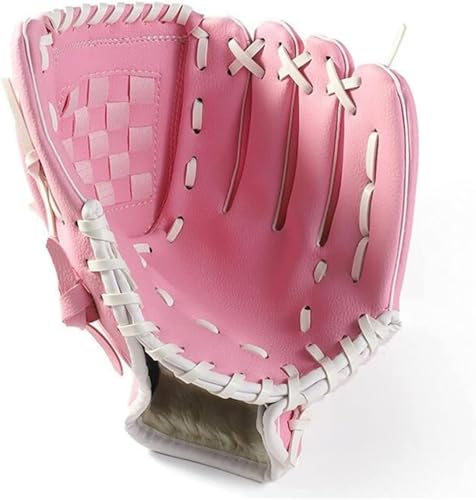 Brauner Baseballhandschuh aus PVC-Leder, 26,7 cm/29,2 cm/31,8 cm, für Softball, Outdoor, Mannschaftssport, Baseball-Übungsausrüstung für die Linke Hand (Color : Pink, Size : 10.5in for Child) von SCHYWL