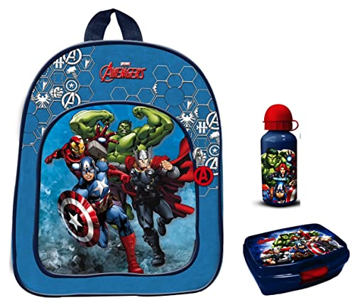 Avengers Marvel Rucksack Kindergarten Set 3 TLG. für Jungen | Kindergartenrucksack | super leicht inkl. Brotdose und Trinkflasche von SCOOLSTAR