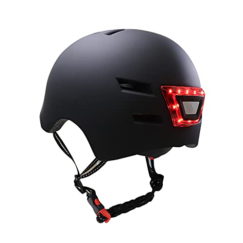 SCOOTISFACTION Smart Helm mit Licht für Elektro-Scooter, Fahrrad, Skateboard, Xiaomi Ninebot PURE Kugoo Kaboo (schwarz, mittel) von SCOOTISFACTION