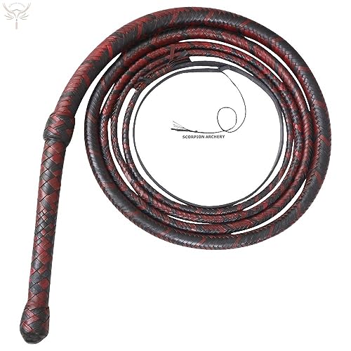 SCORPION ARCHERY Bullenpeitsche, 1,2 m, 16 Zöpfe, Rindsleder, Reitsport, Bullwhipe, Lederbauch- und Lederrolle innen, Geschenk für Freunde zum Jahrestag (1,2 m) von SCORPION ARCHERY