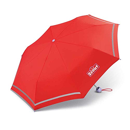 Scout Kinder Regenschirm Taschenschirm Schultaschenschirm mit Reflektorstreifen extra leicht rot von Scout