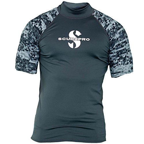 SCUBAPRO Graphite Rash Guard Kurzarm Herren Slim Fit UV-Shirt Collection 2017 (L) von SCUBAPRO
