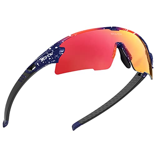 SCVCN Radfahrerbrille Polarisierte Sport Sonnenbrille mit 3 Austauschbaren Gläsern für Männer Frauen Laufen Golf Wandern Volleyball Tennis Autofahren Angeln Softball Bergsteigen 52 von SCVCN